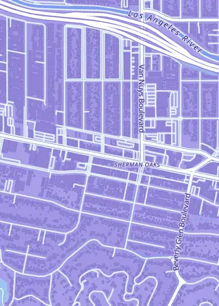 Street map around Toy Mandala, Sherman Oaks