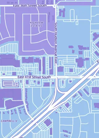 Street map around Trade Routes, Tulsa