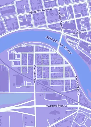 Street map around Tradewinds TCGs, Warren