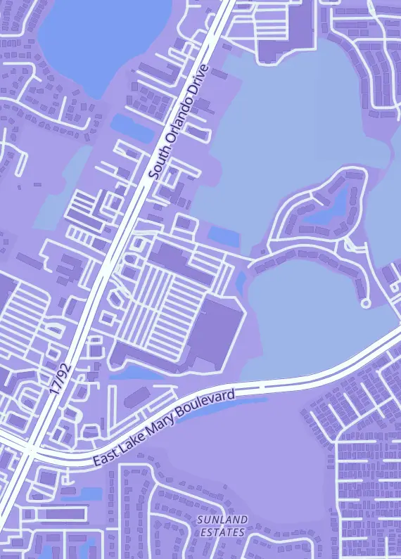 Street map around Trading Card Attic, 3631 S Orlando Dr, Sanford, FL