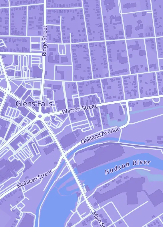 Street map around Trading Card Hub, 71 Lawrence St Ste 111, Glens Falls, NY
