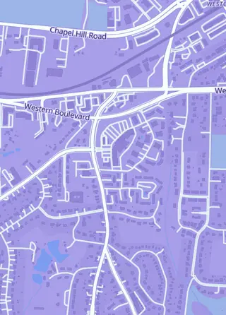 Street map around Underworld Cards & Games, Raleigh
