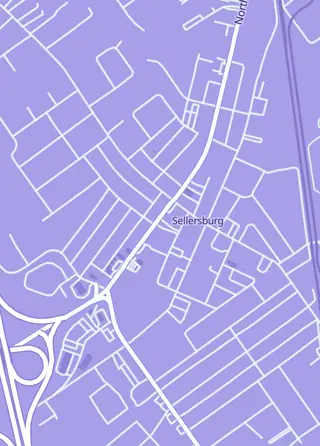 Street map around UpScale Hobbies, Sellersburg