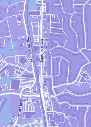 Street map around Valentino Card Shop, Charlotte