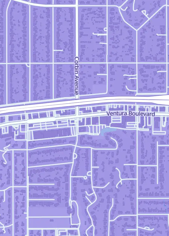Street map around Valley Sports Cards, Memorabilia and Picture Framing, 19646 Ventura Blvd, Tarzana, CA