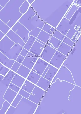 Street map around Vaulted Cards, Woodstock