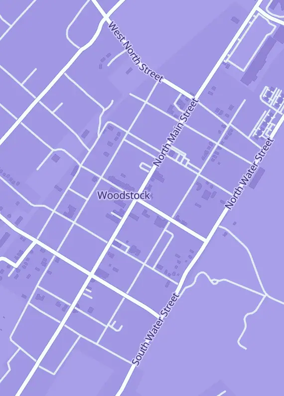 Street map around Vaulted Cards, 100 N Main St, Woodstock, VA