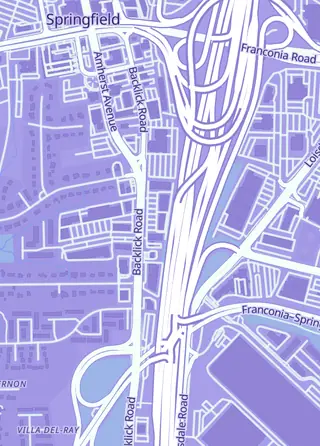 Street map around Victory Comics Springfield, Springfield