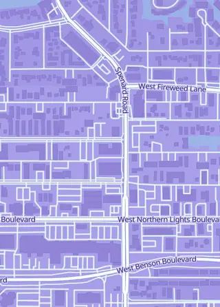 Street map around Video Game Depot, Anchorage