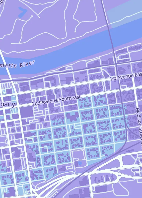 Street map around Wicked Comics and Collectibles, 426 SE 2nd Ave, Albany, OR