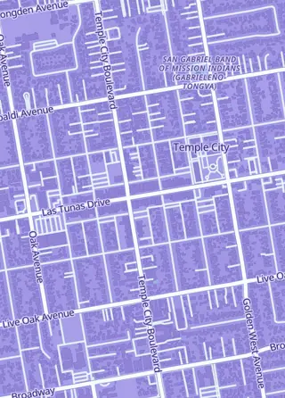Street map around WildCardCyclone, Temple City