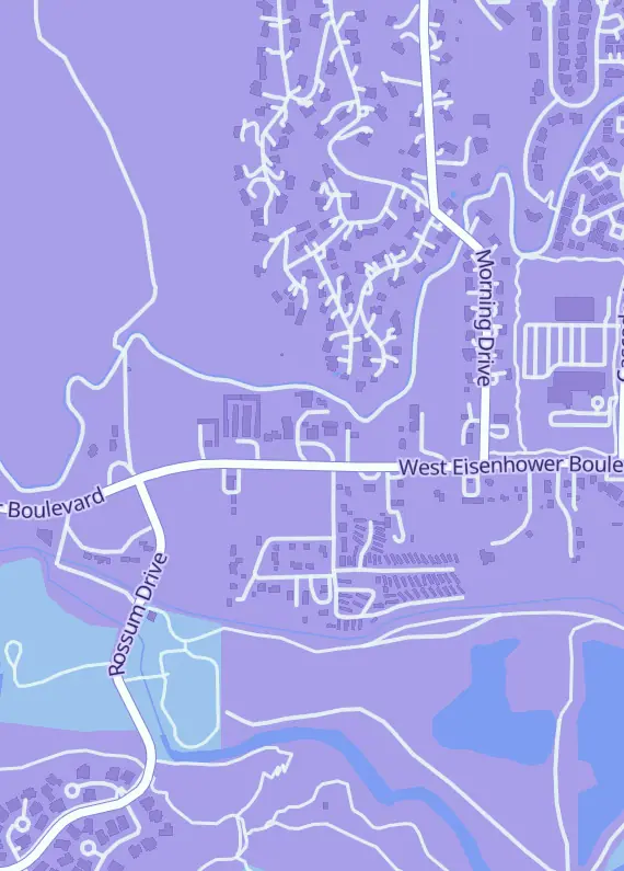 Street map around Wolfs Tale Games, 4221 W Eisenhower Blvd, Loveland, CO