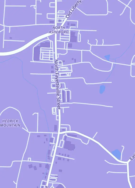 Street map around WonderBazarTCG, 1410 N Fayetteville St Unit E, Asheboro, NC