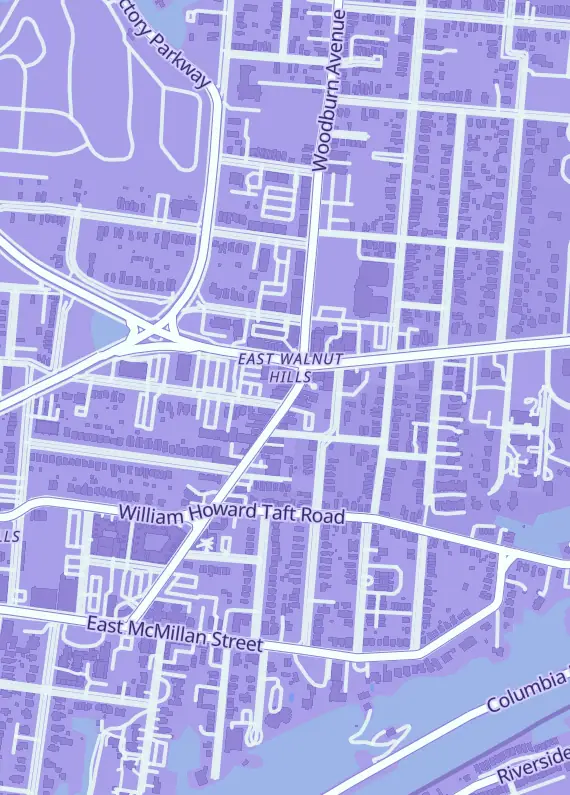 Street map around Woodburn Games, 2803 Woodburn Ave, Cincinnati, OH