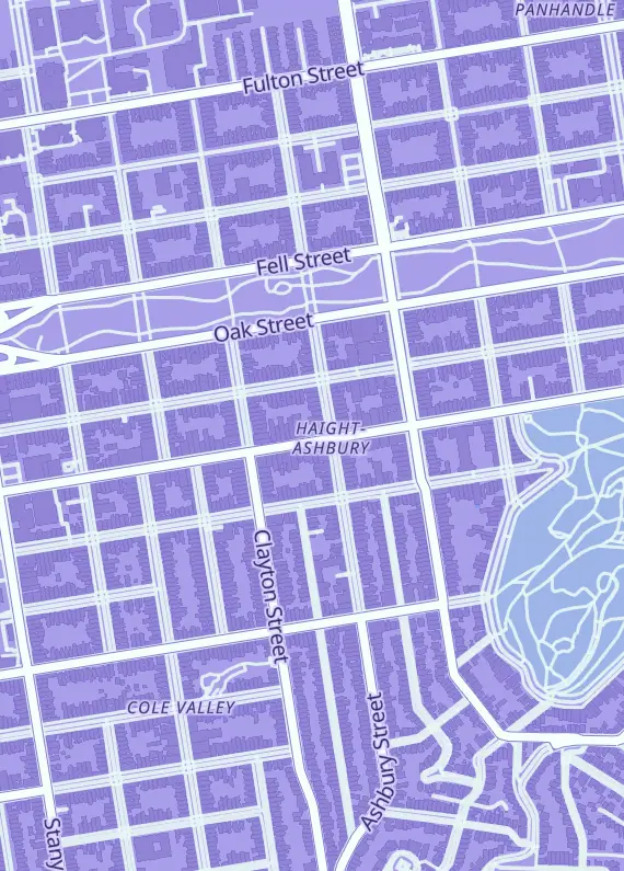 Street map around Woot Bear, 1512 Haight St, San Francisco, CA