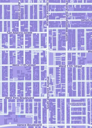 Street map around World 8, Los Angeles