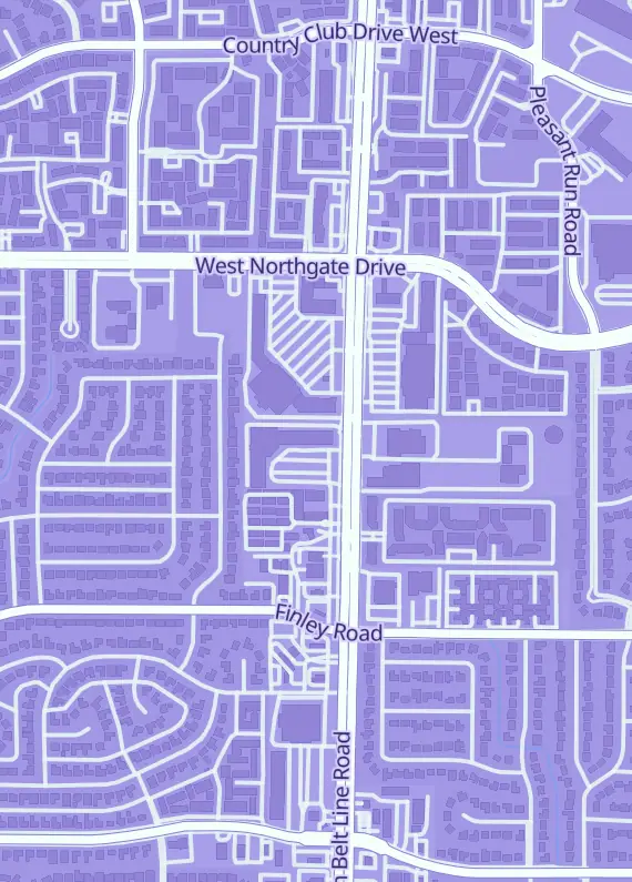 Street map around Yuudachi TCG Arena, 3455 N Belt Line Rd #210, Irving, TX