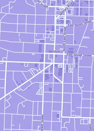 Street map around Zehtty's, Benton